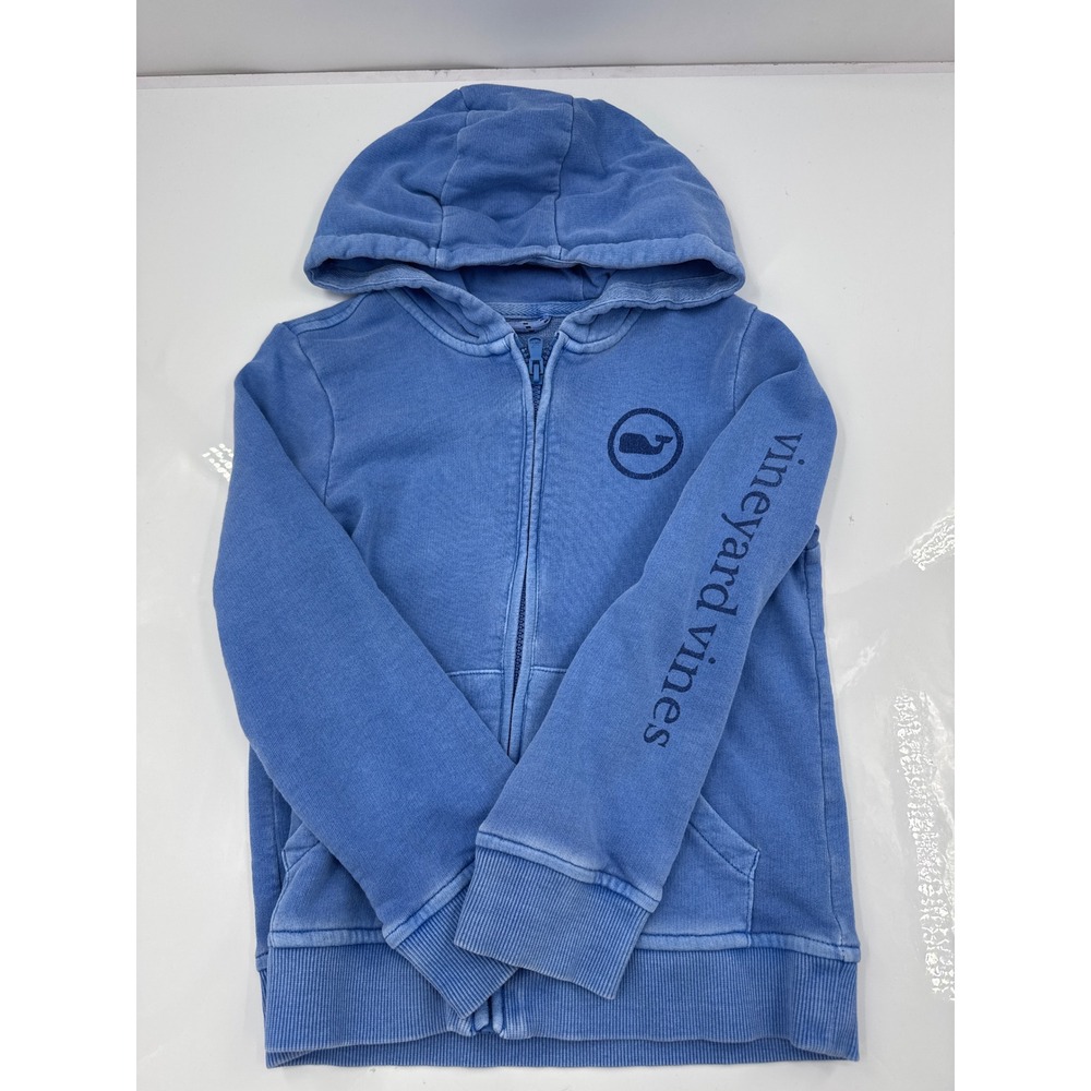 Vineyard Vines Boys Blue Whale Logo Full Zip Hoodie Sweatshirt Size 6